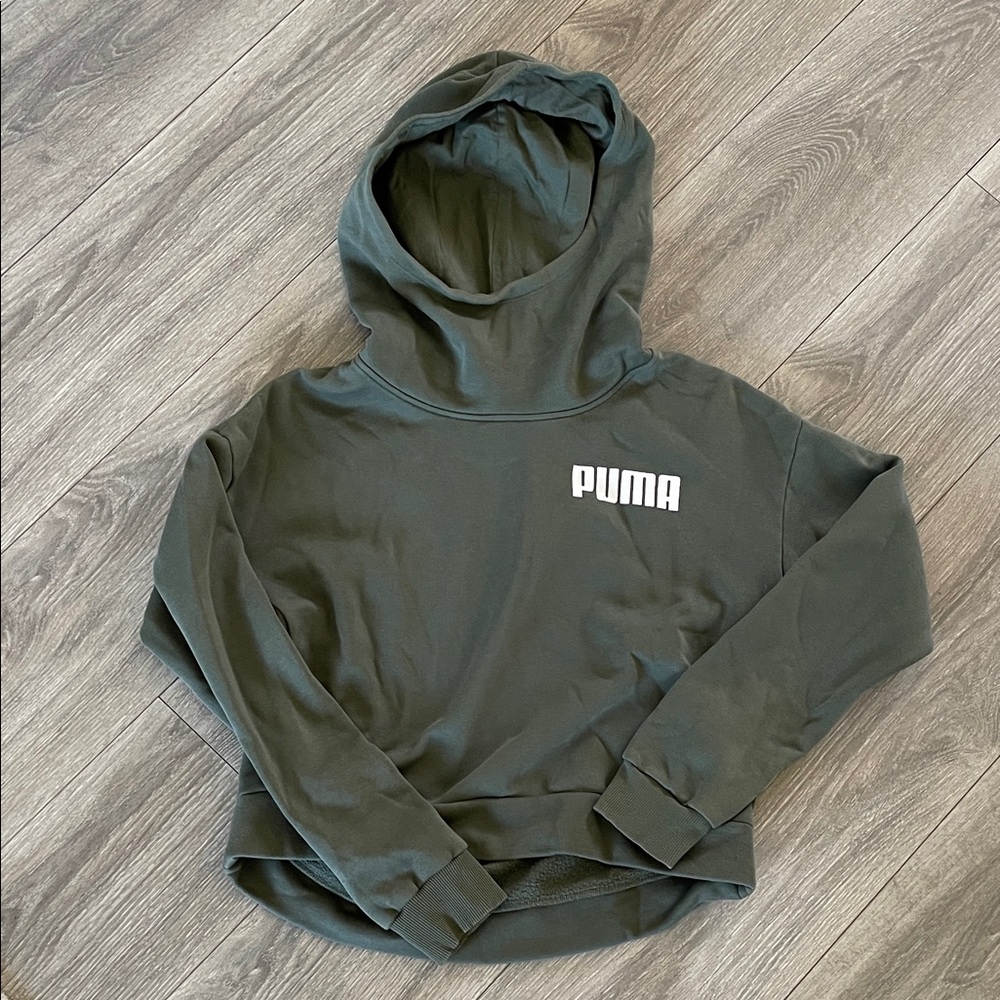Puma Dark Olive Green Logo Hoodie